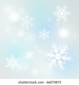 Beautiful winter background with snowflakes, vector.