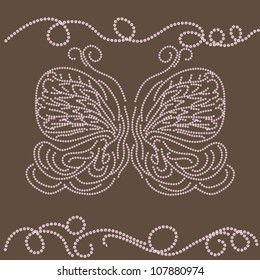beautiful winter card with abstract isolated vector butterfly. illustration.