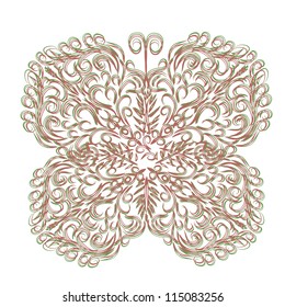 beautiful winter card with abstract isolated vector butterfly. illustration.