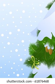 Beautiful Winter Card with tree and snowfall and free space for Your text