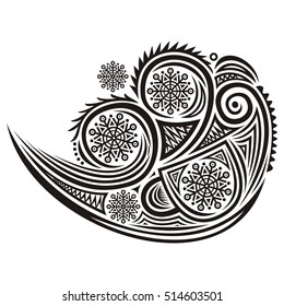 Beautiful winter decorative element with cup of tea. Vector illustration.