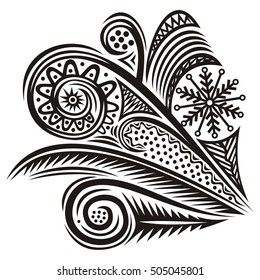 Beautiful winter decorative element. For happy new year and merry Christmas card. Vector illustration.