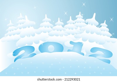 A beautiful winter forest landscape and symbol of the coming new year