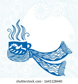 Beautiful winter hot tea. Vector illustration