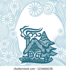 Beautiful winter house. Vector illustration