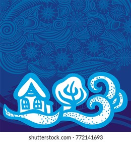 Beautiful winter house. Vector illustration.