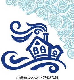 Beautiful winter house. Vector illustration.