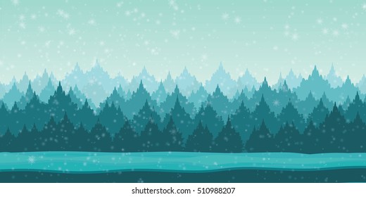 Beautiful Winter Landscape 2d game application. Vector design