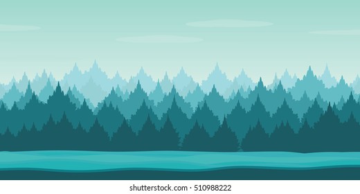 Beautiful Winter Landscape 2d game application. Vector design