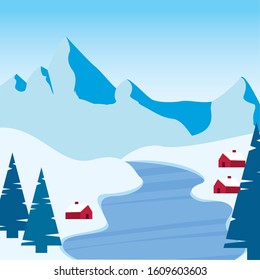 Beautiful winter landscape. Winter background - Vector illustration design