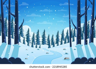 beautiful winter landscape illustration vector design