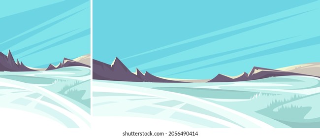 Beautiful winter landscape. Non-urban scene in different formats.