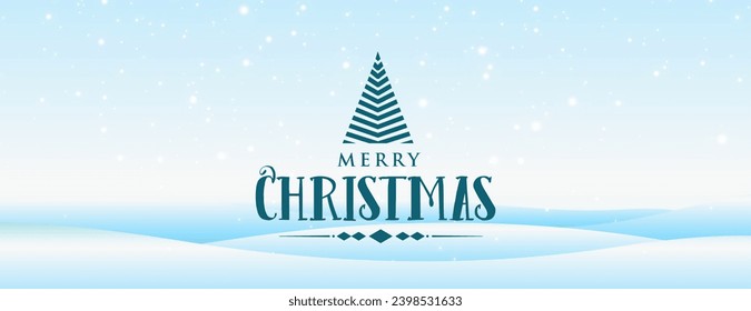 beautiful winter landscape snowy banner for merry christmas vector