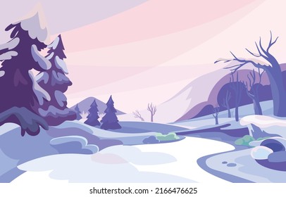 Beautiful Winter Landscape. Winter Landscape vector.