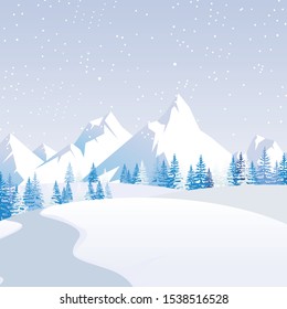 Beautiful Winter Landscape Vector Illustration design, cute, lovely, adorable and scenery landscape design