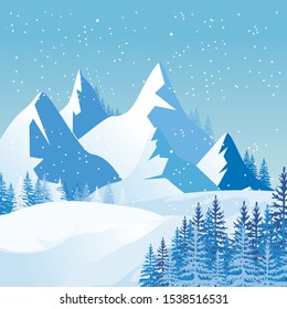 Beautiful Winter Landscape Vector Illustration design, cute, lovely, adorable and scenery landscape design