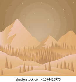 Beautiful Winter Landscape Vector Illustration design