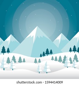 Beautiful Winter Landscape Vector Illustration design