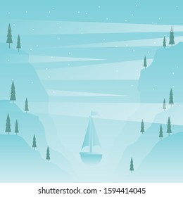 Beautiful Winter Landscape Vector Illustration design