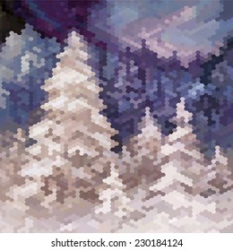 Beautiful winter landscape .Vector illustration.