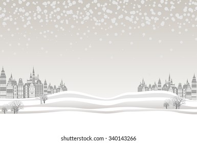Beautiful winter landscape. Vector Illustration