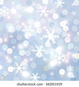 Beautiful winter light blue - white sparkling background vector
