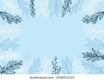 Beautiful Winter line art floral background