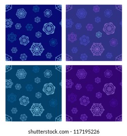 Beautiful winter sketch snowflakes seamless pattern set. Eps 10 vector background for your Christmas design