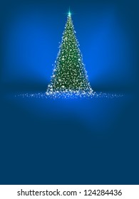 Beautiful winter template card with tree and snowflakes. EPS 8 vector file included