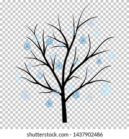 Beautiful winter tree with snowflakes leaves. Vector illustration.
