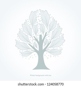 Beautiful winter tree. Vector illustration.