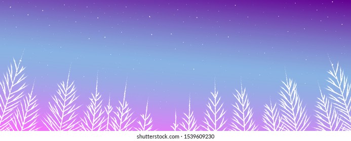 Beautiful winter trees in snow flat design concept. Fantasy forest. Wild nature vector illustration.