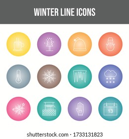 Juego de iconos de vectores de invierno hermoso