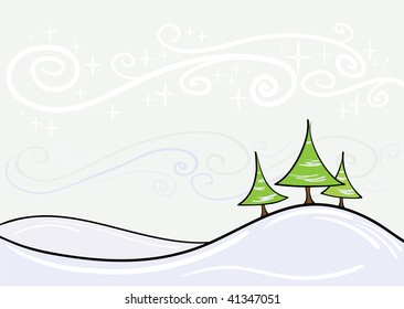 Beautiful winter vector landscape. Easy to edit.