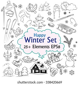 Beautiful Winter Vector Sketch Collection