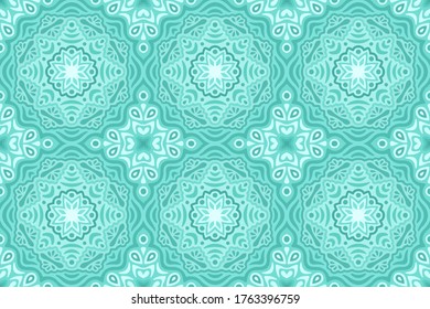 Beautiful winter web background with blue abstract seamless pattern with stylized snowflakes 