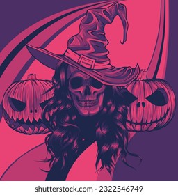 beautiful witch in a classic hat and coloured hair