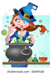 beautiful Witch with copper of poison
