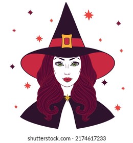 Beautiful Witch Hat Vintage Halloween Vector Stock Vector (Royalty Free ...