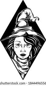 La bella bruja del marco negro para la inspiración del tatuaje