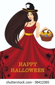 Beautiful witch with pumpkin