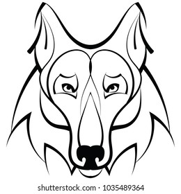 Beautiful wolf tattoo.Vector wolf's head as a design element on isolated background 