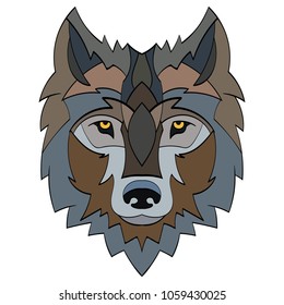 Beautiful wolf tattoo.Vector wolf's head as a design element on isolated background 