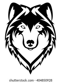 Beautiful wolf tattoo.Vector wolf's head as a design element on isolated background