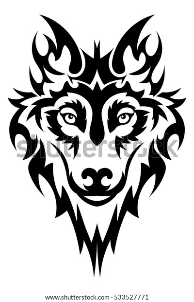 Beautiful Wolf Tattoovector Wolfs Head Design Stock Vector (Royalty ...