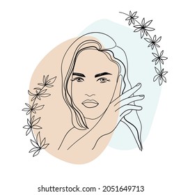 Beautiful woman. Abstract botanical composition. Vector illustration.