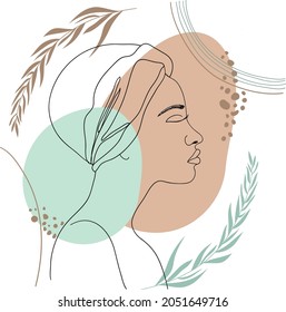 Beautiful woman. Abstract botanical composition. Vector illustration.