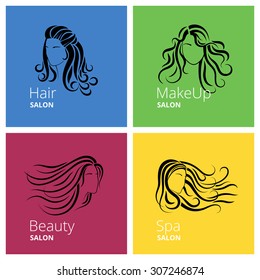 Beautiful woman for Beauty salon logo, Hair salon label or Make-up salon emblem