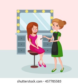 Beautiful woman in beauty salon. Vector illustration. Beauty salon.