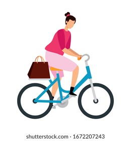 beautiful woman in bike avatar character vector illustration design